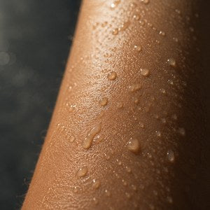 Sweat on skin