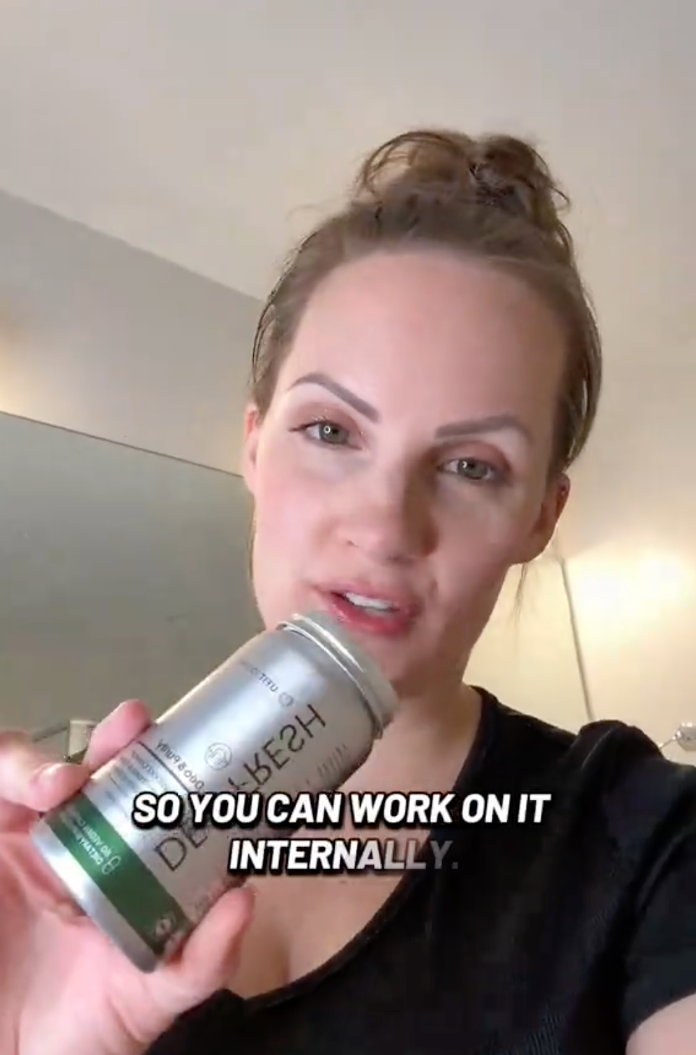 Creator sharing her Deo Fresh routine on camera